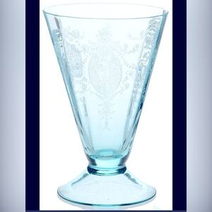 Vintage blue etched glass